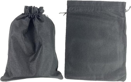 Palmhomee Pack of 4 Burlap Gift Bags with Drawstring Linen Jewelry Pouches Wedding Hessian Jute Bags for Birthday and Treat Pouches Party Wedding Favors Gift (12x16 Inch, Black)