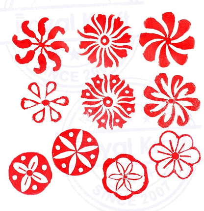Fabric Wood Stamps Artistic Small Round Design Printing Blocks (Set of 10) Htag2151