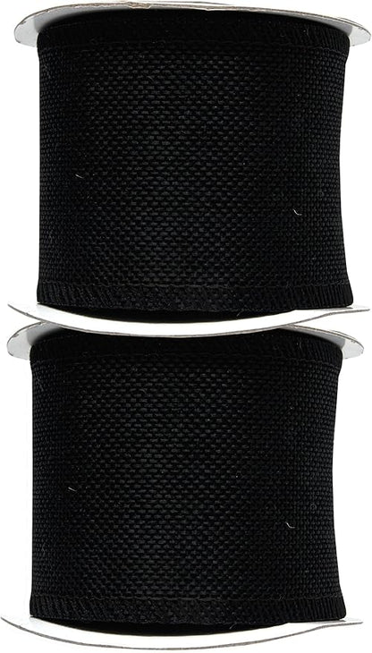 Mandala Crafts Black Burlap Ribbon 3 Inches Wide Jute Ribbons for Crafts - 20 Yds Roll Rustic Burlap Wrap Trim Ribbons for Wreaths Bows Wedding Party Decoration