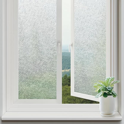 rabbitgoo Window Privacy Film Frosted Glass Film, Decorative Cling UV Sun Blocking Decals, Frosting Window Clings for Home Bathroom Door Coverings, 23.6 x 78.7 inches