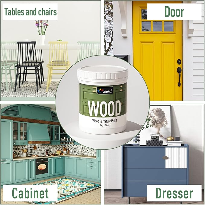 DWIL Matte Finish Furniture Paint - 64 Oz Wood Paint for Cabinets, Doors, Tables, and Dressers Refinishing - Water-Based, Non-Toxic & Odorless, Easy to Apply(Bronze Blue)-With Tools
