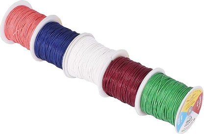 Mandala Crafts 1mm 273 Yards Assorted Cotton Waxed Cord for Jewelry Making Bracelet Cord Waxed String - Beading String Thread Jewelry Cords for Necklaces String