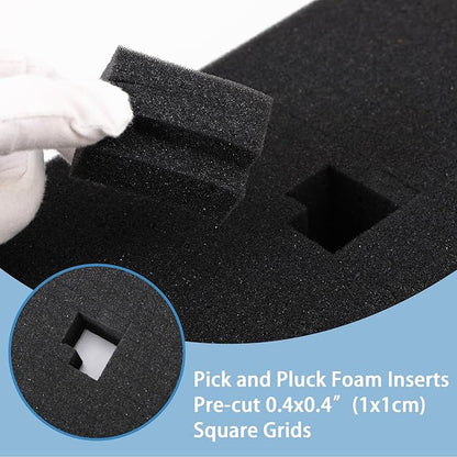 Pick and Pluck Foam Inserts, Pre-cubed Pick Apart Sheets for Crafts Toolbox Game Box Camera Cases Drawer Storage (4Pcs 16 x 12 x 2 Inch)