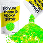 Hemway Polyurethane & Epoxy Resin Glitter 100g / 3.5oz Metallic Crystal Flake Additive for Flooring Jewelry Tumblers Glass Pigment - Super Chunky (1/8" 0.125" 3mm) - Fluorescent Green