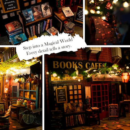 Book Nook DIY Kit - Dreamy - Miniature House Dollhouse Kit for Adult and Teens, Desgined in USA, Booknook Bookshelf Decor Alley Model Build with LED Light, Gifts for Family and Friends