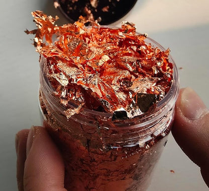 Gilding Flakes,Gold Foil Flakes for Resin,Blue Red Purple Pink Metallic Foil Flakes for Resin Jewelry Making,Nails,Painting Art,Crafts and Slime (Imitation Gold +Silver+Copper)