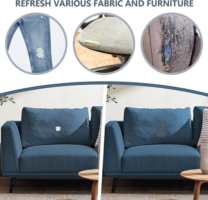 Fabric Repair Patches, Linen Repair Tape Self-Adhesive Fabric Patches Durable, DIY Large Linen Tape for Sofa, Couches, Furniture, Chair, Clothing （3.5X79 Inch, Blue Grey）