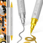 ARTISTRO 2 Gold&Silver Dual-Tip Acrylic Paint Pens - Multisurface Metallic Markers for Glass, Rock, Fabric, Wood, Plastic & More - 1 mm Fine & Brush Tips