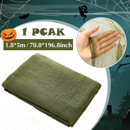 Boao Halloween Cheese cloth 70.87 x 196.85 Inch Military Green Cheesecloth Roll for Crafts Large Cotton Muslin Gauze Fabric for Halloween Outdoor & Indoor Spooky Decoration