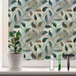 DKTIE Static Cling Decorative Window Film Vinyl Non Adhesive Privacy Film with Installation Kit, Multilayer UV Inkjet Technology, 3D Thickened Stained Film, Vintage Leaf Pattern, 17.7 x 78.7 Inches