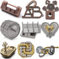 Wettarn 9 Pcs Metal Brain Teaser Puzzles Teaser 3D Steel Puzzle for Adults Unlock Interlocking Games IQ Education Smart Logic Test Toys for Adults Mind Challenge(Novelty Style)