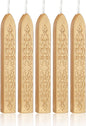 Yoption 5 Pcs Metallic Light Gold Sealing Wax Sticks with Wicks for Wax Seal Stamp, Wedding Invitations, Gift Wrapping, Christmas