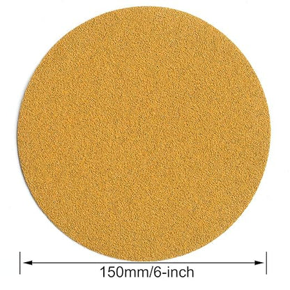 6-Inch No-Hole Hook and Loop Sanding Discs 60-Grit, Random Orbital Sandpaper for Automotive and Woodworking, 100-Pack