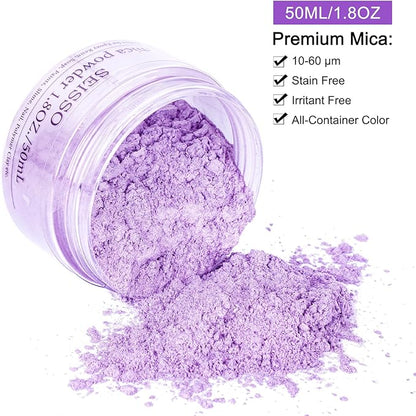 SEISSO Light Purple Mica Powder for Epoxy Resin 1.7 oz /50g Powdered Pigment for Soap Colorant Bath Bomb Dye, Cosmetic Grade for Lip Gloss, Acrylic Nails Polish, Craft Projects