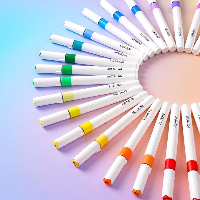 ROSYMENG Acrylic Paint Markers, 120 Colors + 8 Metal Colors - Large Ink Capacity, High Coverage with Brush Tip Acrylic Paint Pens, Suitable for Wood, Glass, Rock, and Fabric - Student School Supplies