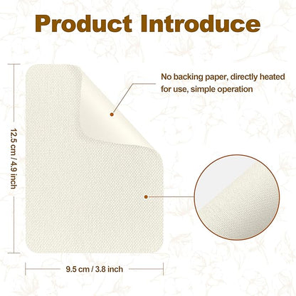 Iron on Patches, 8 Pieces Iron on Linen Patches, Fabric Patches for Couch, Tent, Clothing, Seat, Linen Repair Decorating Kit 3.7" by 4.9" (9.5 cm x 12.5 cm, Off White)