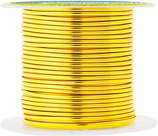 Mandala Crafts 14 Gauge Anodized Aluminum Craft Wire for Jewelry Making - 60 FT Colored Flexible Light Gold Wire - Bendable for Bonsai Armature Crafting Sculpting