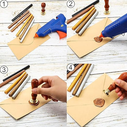 Nuanchu 15 Pcs Glue Gun Sealing Wax Sticks Retro Vintage Wax Sticks for Seal Stamp and Letter for Wedding Invitations Card Envelope Christmas Holiday Gift Ideas(Red Copper)
