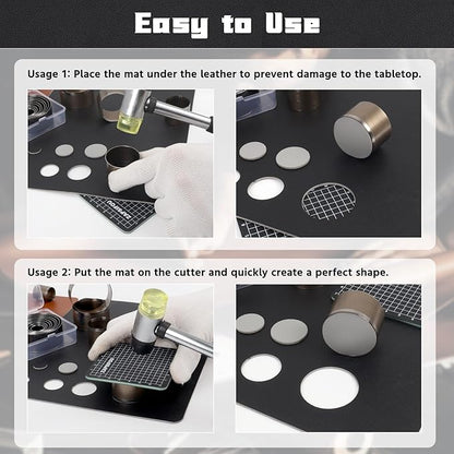 21 Pieces Leather Circle Cutter Tool Set, Hole Punch Tools with 1-12mm 15 20 25 30 35 40 45 50 55mm, High Carbon Steel Round Cutting Dies, Hole Punch Tool Kit for DIY Leather Crafts