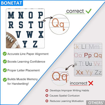 BONETAT Numbers alphabet poster for Nursery Toddlers, Play Room Wall Decor, ABC Wall Chart, Wall Hanging Decor for Toddler Playroom Decor Kids Wall Decor, Wooden Frame Alphabet Banner-A01