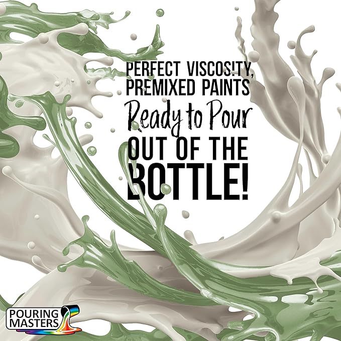 Pouring Masters Agave Green Metallic Pearl Ready to Pour Acrylic Pouring Paint - Premium 8-Ounce Pre-Mixed Fluid Acrylic Paint - Fluid Art Supplies for Canvas, Wood, Paper, Tile & Rocks