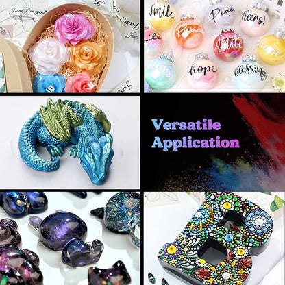 LET'S RESIN 60 Colors Mica Powder,Natural Pearlescent Pigment Powder for Epoxy Resin/UV Resin for Candle Making, Color Pigment Dye, Painting, Bath Bombs, Art Crafts