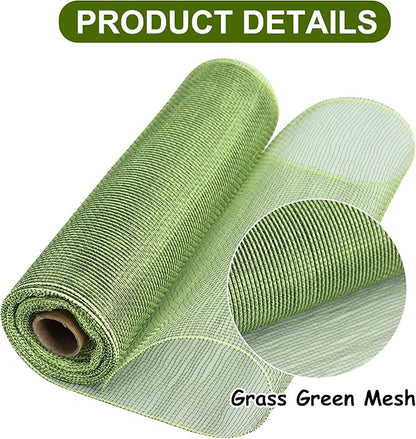 TONIFUL 2 Rolls 10 Inch Sage Green Decorative Mesh Ribbbon Rolls, Fabric Mesh for Mesh Wreath Supplies, Front Door Wreath Crafts Tree Decor Christmas NewYears Halloween Decoration (10 yds/roll)