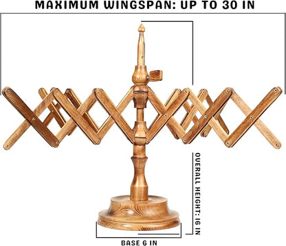Handmade Wooden Yarn Ball Winder & Table Top Swift for Knitting & Crocheting, Wool String Center Pull (Antique Winder+Swift Set)
