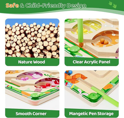 Magnetic Color and Number Maze,Dinosaur Eggs Montessori Toys for 2 3 4 5 Year Old,Counting Matching Learning Toys,Easter Birthday Gifts for Kids