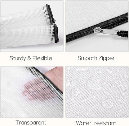 Sooez 36 Pack Mesh Zipper Pouch with Sticky Labels, A4 Mesh Bags Board Game Puzzles Organization Storage, Durable Letter Size File Folders Organizer Teacher School Classroom Office Supplies, Black