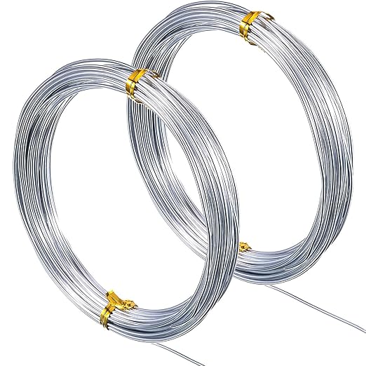 TecUnite Aluminum Craft Wire for Sculpting Armature Bendable Craft Wire for DIY Jewelry Making (2 Rolls,Silver,10 M x 2 mm)