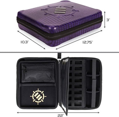 ENHANCE RPG Organizer Case - DnD Binder with Built-in Character Sheet Holder and Erasable Scribe Panel, Dice Rolling Area, Removable Pen Pouch, Miniature Foam Tray, Wrist Strap