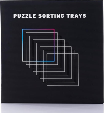 8 Puzzle Sorting Trays with Lid 8" x 8" - Jigsaw Puzzle Accessories Black Background Makes Pieces Stand Out to Better Sort Patterns, Shapes and Colors | for Puzzles Up to 1500 Pieces