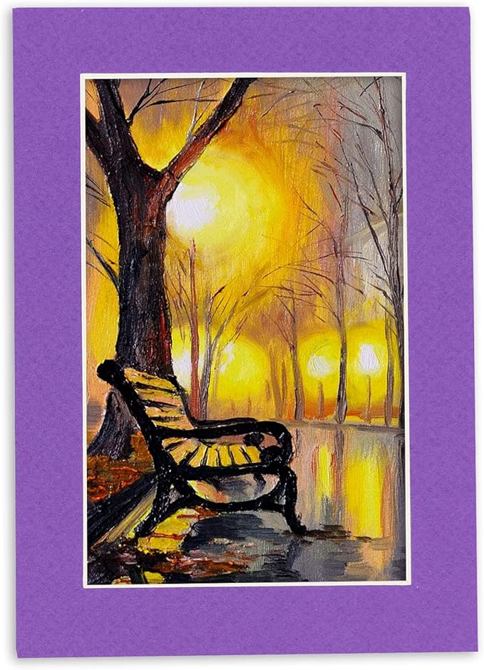 5x7 Mat for 8.5x11 Frame - Precut Mat Board Acid-Free Show Kit with Backing Board, and Clear Bags Purple 5x7 Photo Matte Made to Fit a 8.5x11 Picture Frame Matboard for Framing, Pack of 25 Mats