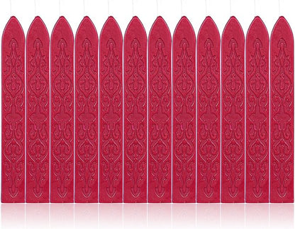 Yoption 12Pcs Red Sealing Wax Sticks with Wicks for Wax Seal Stamp, Wedding Invitations, Gift Packaging, Christmas