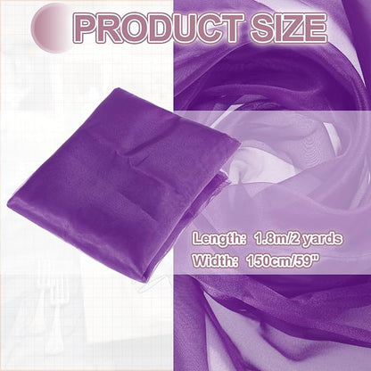 MECCANIXITY Iridescent Sheer Organza Fabric, 2 Yards x 59 Inches Solid Holographic Shiny Fabric Organza Cloth for Wedding, Curtains, Costume, Photo Background, Dark Purple