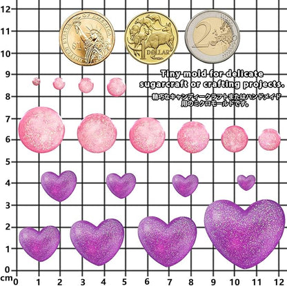 Cabochon Gemstone Epoxy Resin Casting Silicone Molds Include Heart, Dome Shapes for Fondant Cake Decoration, Polymer Clay Craft, Jewelry Making - 2 in Set