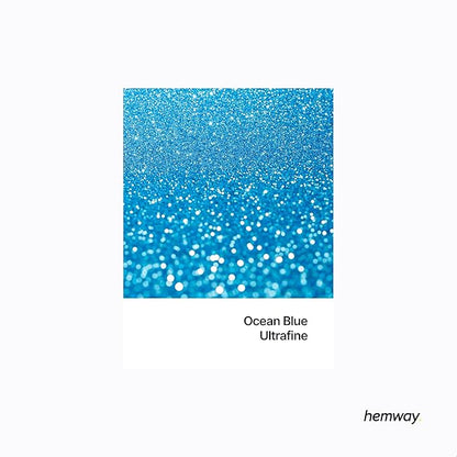 Hemway Polyurethane & Epoxy Resin Glitter 100g / 3.5oz Metallic Crystal Flake Additive for Flooring Jewelry Tumblers Glass Pigment - Ultrafine (1/128" 0.008" 0.2mm) - Ocean Blue