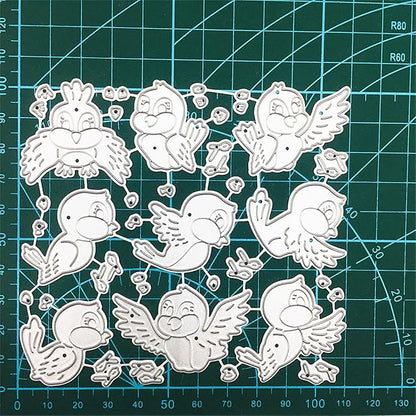 Cutting Dies Metal Stencils Scrapbooking Tools Flowers Lace Frame DIY Embossing Template for Paper Card Making Album Arts Crafts Supplies (9 Birds- 11x11cm)