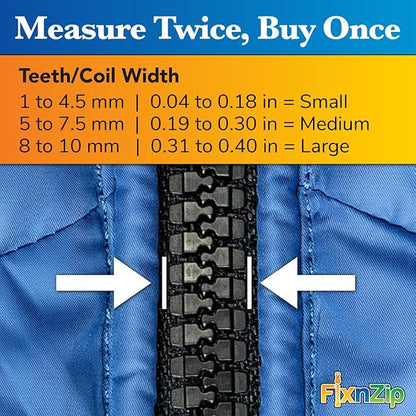 FixnZip (Large, Black Nickel) - See Size Guide - Universal Zipper Repair Kit for Wetsuits, Luggage, Zipper Replacement Repair Kit - Instant Zipper Fix