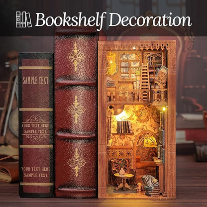 CUTEBEE Book Nook Kit - DIY Miniature House Dollhouse Kit for Adults and Teens, Booknook Tiny House Bookshelf Decor 3D Wooden Puzzle, Gifts for Family, Friends Eternal Bookstore