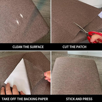Fabric Repair Patches, Linen Repair Tape Self-Adhesive Fabric Patches Durable, DIY Large Linen Tape for Sofa, Couches, Furniture, Chair, Clothing （3.5X79 Inch, Beige）