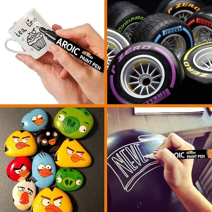36 Pack Oil-Based Paint Pens for Rock Painting - Write On Anything Waterproof Painting Marker Pen for Wood, Metal, Plastic, Glass, Canvas, Ceramic & More Low-Odor, Medium-Tip Painting Markers