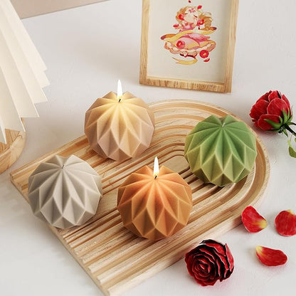 Diamond Ball Mold Ball Candle - Resin Casting Silicone Molds for Home Decor & Candle Making Wave Spiral Mold