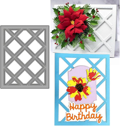 Mvchifay Cutting Dies for Card Making Metal Die-Cuts Scrapbooking Tool Hollow Frame DIY Craft Punch Template Embossing for Paper Album Decor (Diamond Frame-14.3x11.1cm)