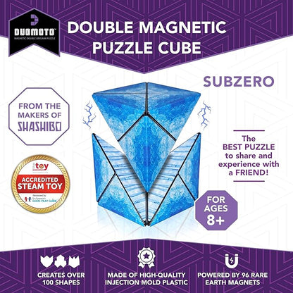 Duomoto Magnetic Transforming Cube - Shape Shifting Double Creativity Puzzle w/ 96 Rare Earth Magnets - Transforms Into Over 100 Shapes - by Fun in Motion Toys - Creators of Shashibo & Cubendi
