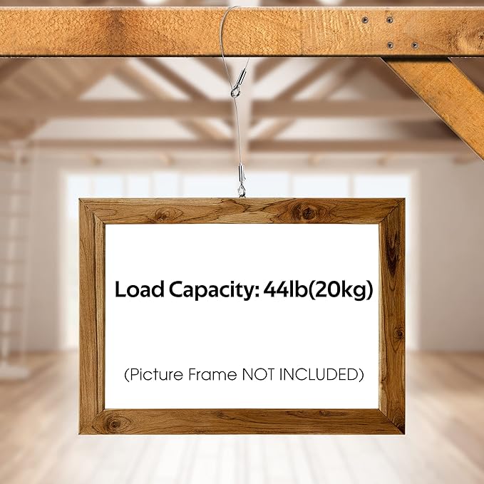 Adjustable Picture Hanging Wire 2PCS Mirror Frame Kit 2m x1.5mm Heavy Duty Stainless Steel Rope for Mirror Hanging Hardware,Light Lamp,Billboards,Basket Flowerpot Hold Up to 20kg