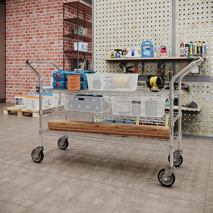 18" W x 48" L x 36" H Chrome Heavy Duty Utility Cart | 3-Tier | NSF Commercial Storage Rack Mobile Unit | Storage and Mobility Solution for Your Business