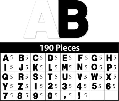 ArtSkills Poster Letters 4” Paper Letters for Poster Board Projects, Classroom Bulletin Boards, Sign Making Supplies, Black/White, 190 Pieces
