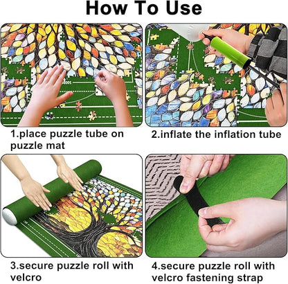 Napzy Puzzle Mat Rollup Puzzle Mats for Jigsaw Puzzles Storage Puzzles Matt Roll Up Board Saver with 8 Sorting Trays 1 Drawstring Bag Jigsaws Table for Up to 1500PCS